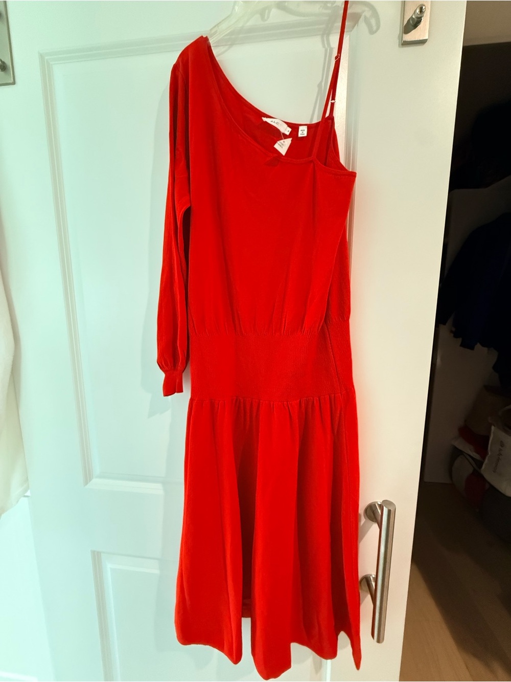 A.L.C. Scarlet One-Shoulder Midi Dress with Asymmetric Sleeve - NWT